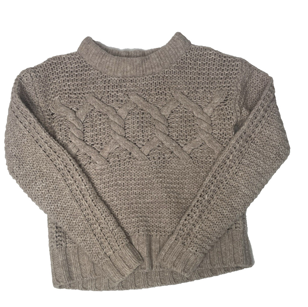 Banana Republic Women’s S Beige Merino Wool Blend Cable Knit Cropped Sweater